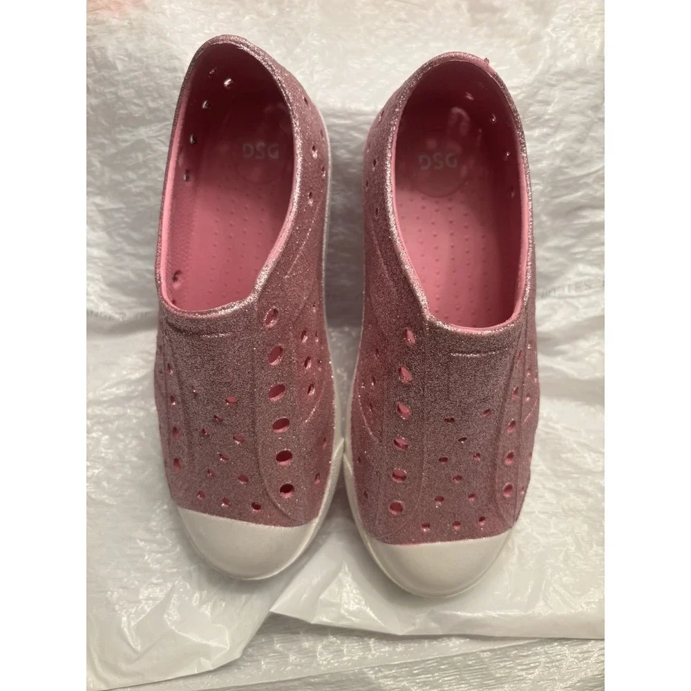 DSG Girls Y3 Glitter Water Sandals‎ Pink White EVA Slip-On Beach Pool